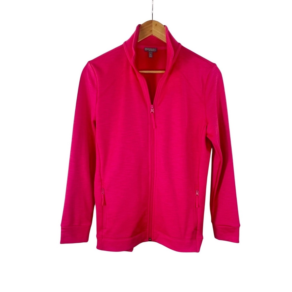 T by‎ Talbots Womens Hot Pink Full Zip Fleece Lined Active Jacket Size Mp JO5375